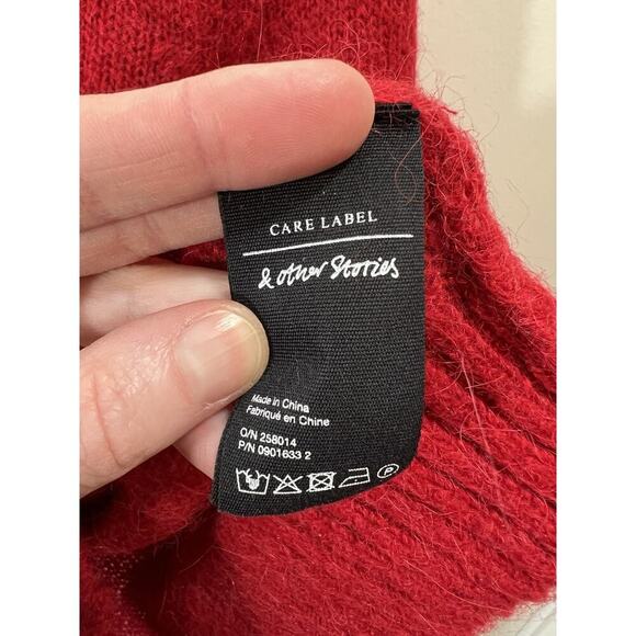 & Other Stories Women’s Wool Alpaca Blend Sweater Size XS Red Vibrant Coquette - Picture 4 of 8